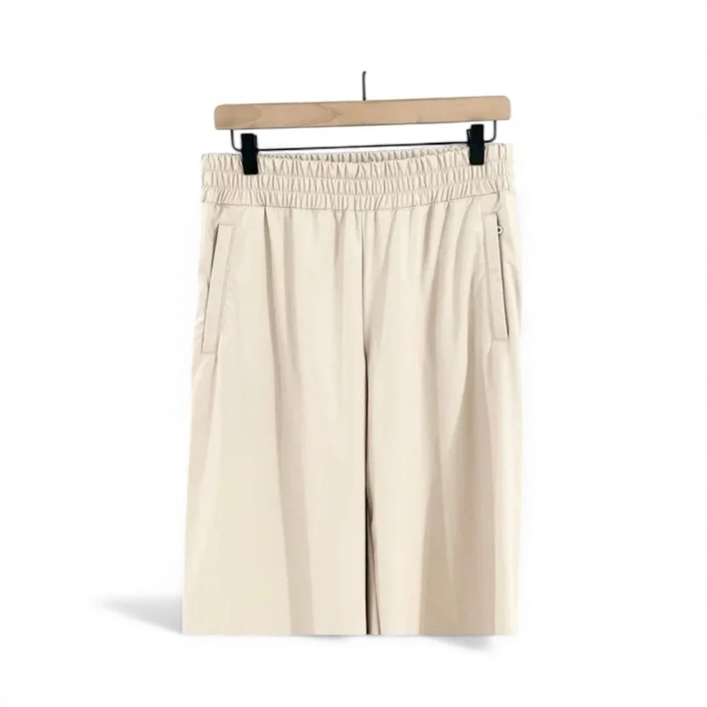 Cream Wide-Leg Faux Leather Pants L NWOT - Picture 4 of 8